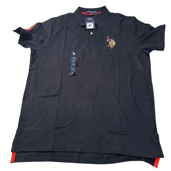 U.S POLO ASSN. Men's Multi Color Big Logo Polo Shirt Size L In Black - Picture 1 of 10